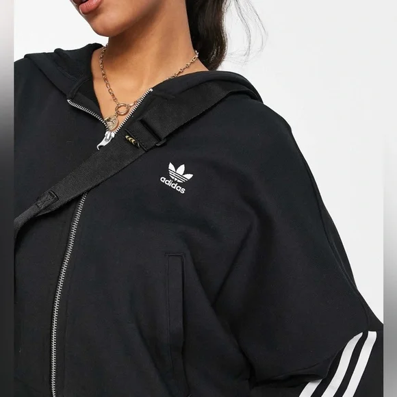 Adidas’s Essentials 3 Stripe Full-zip Hoodie - Black/white - Picture 4 of 5